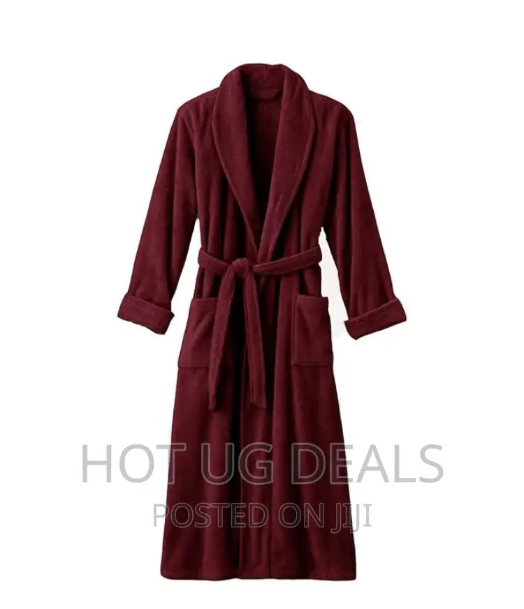 Cotton No Hood Bathrobe - Maroon