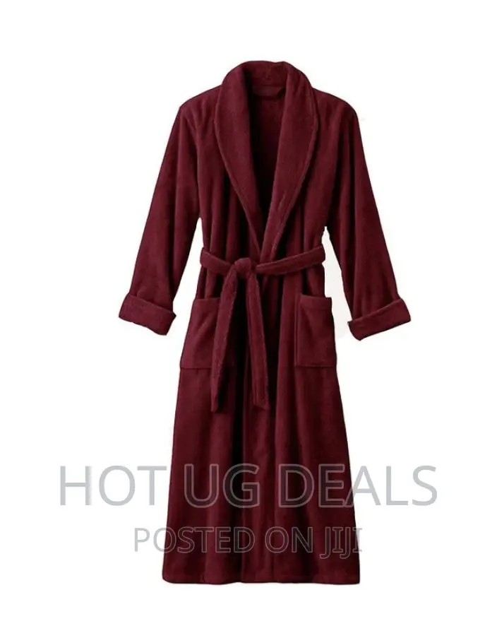 Cotton No Hood Bathrobe - Maroon