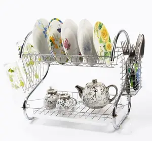 2 Tier Kitchen Dish Cup Drying Rack Holder Organizer