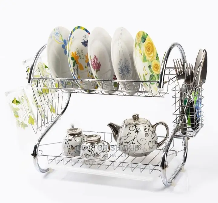 2 Tier Kitchen Dish Cup Drying Rack Holder Organizer