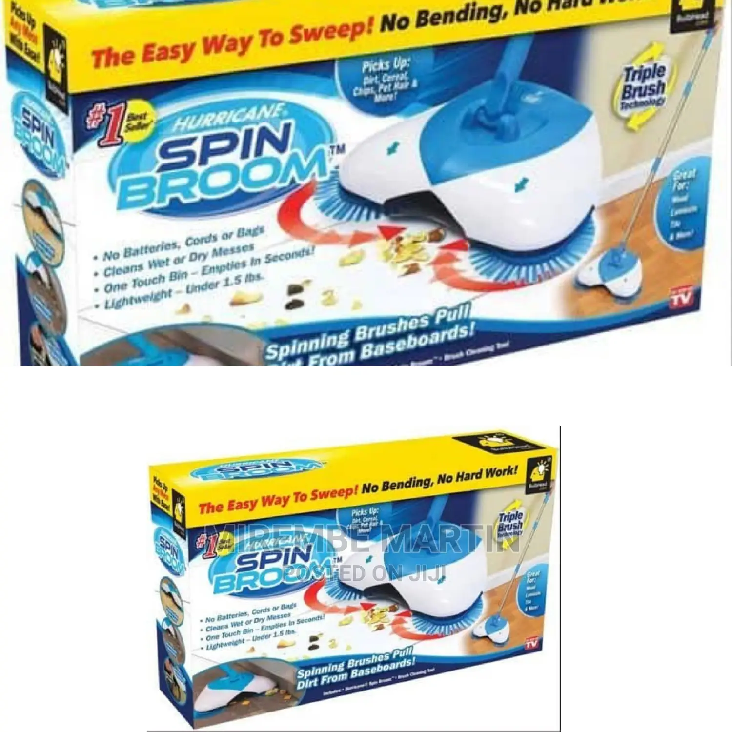 Blue and White Spin Broom