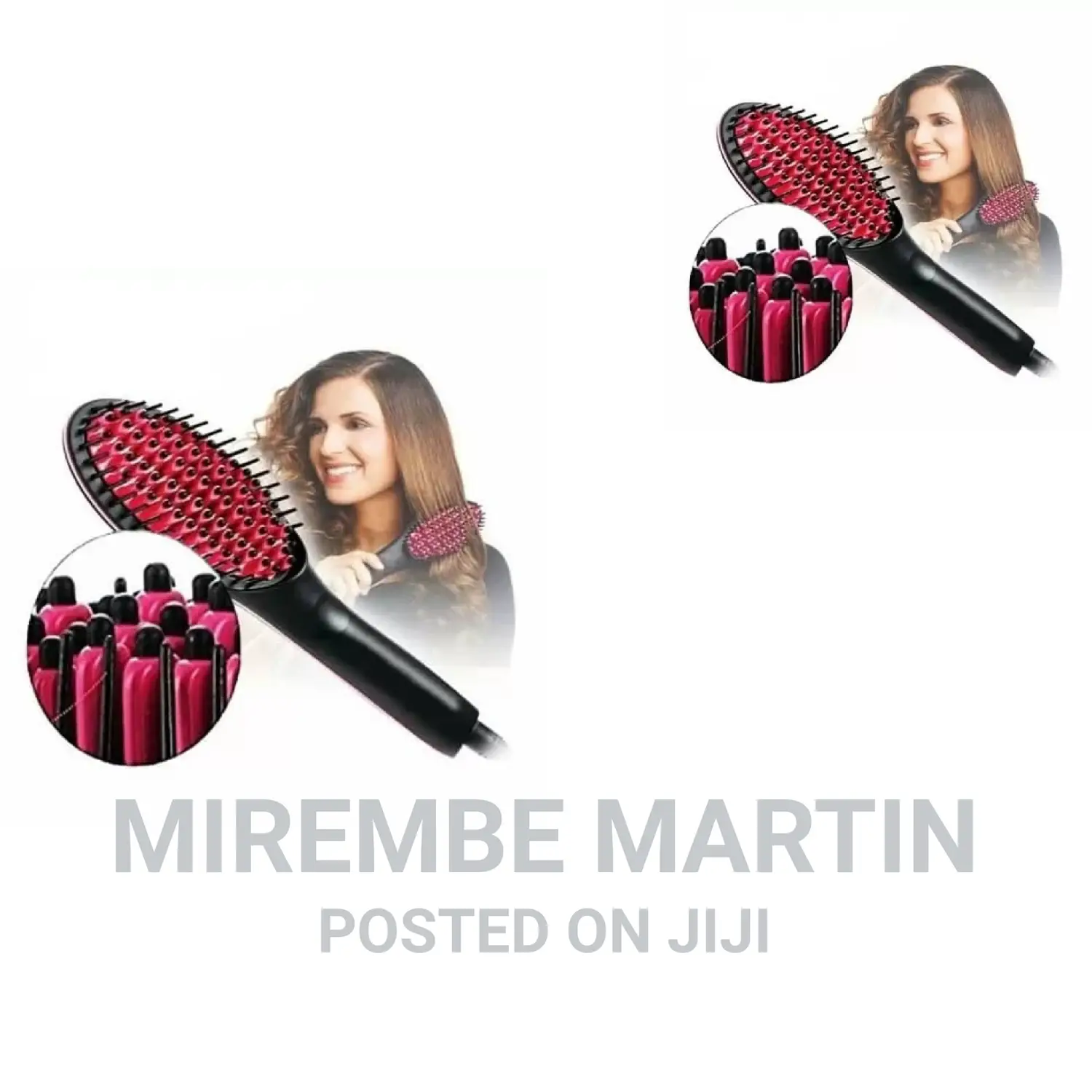 Black and Pink Hair Straightener Brush