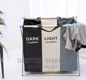 3 Grids Fabric Laundry Basket