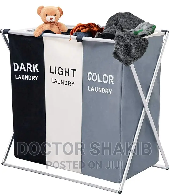 3 Grids Fabric Laundry Basket