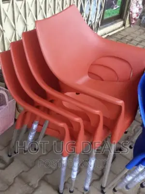 Plastic Chair With Alluminium Legs- Orange Colour