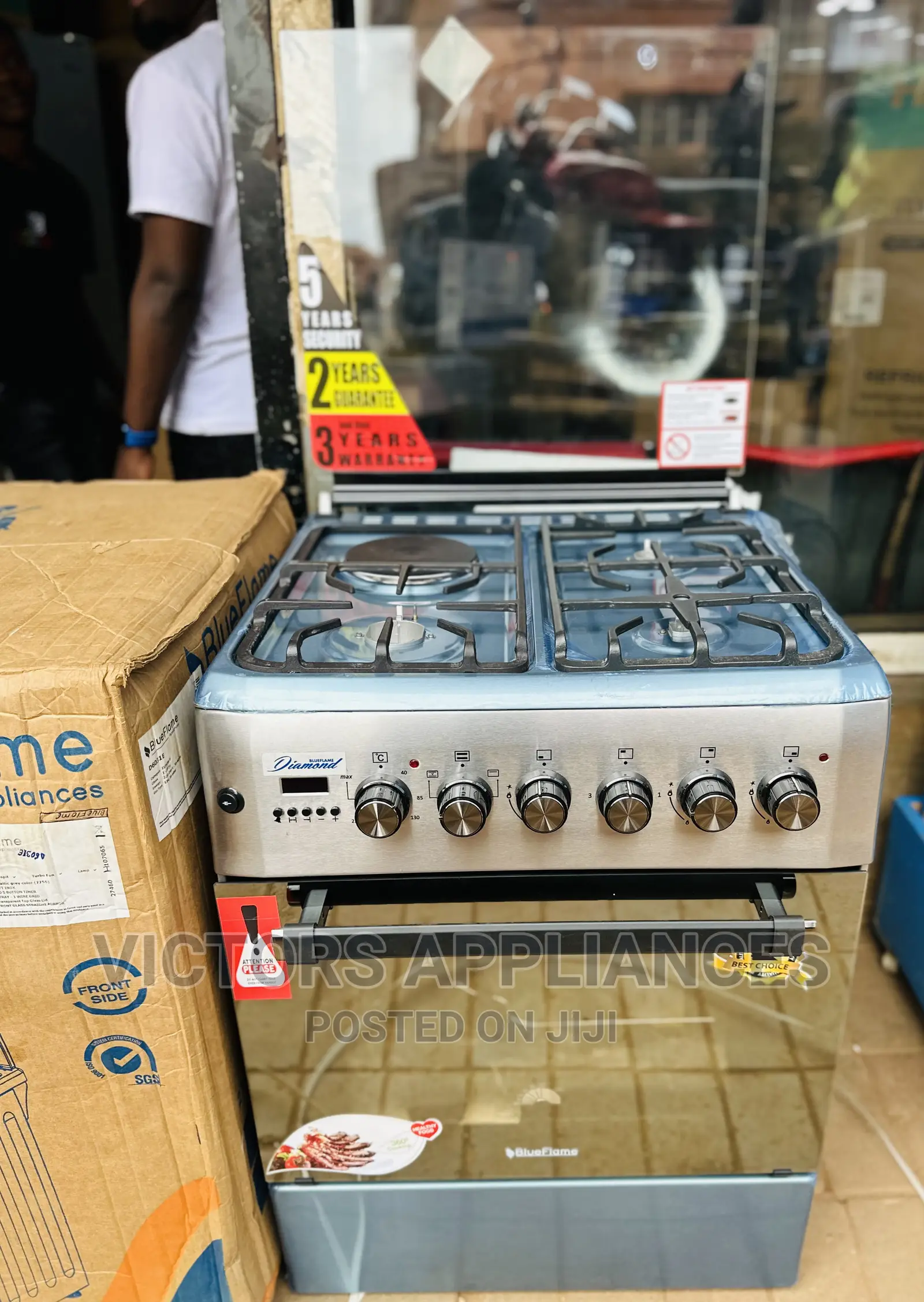 Blueflame Cooker 3gas 1electric 60x60cm Diamond  Series