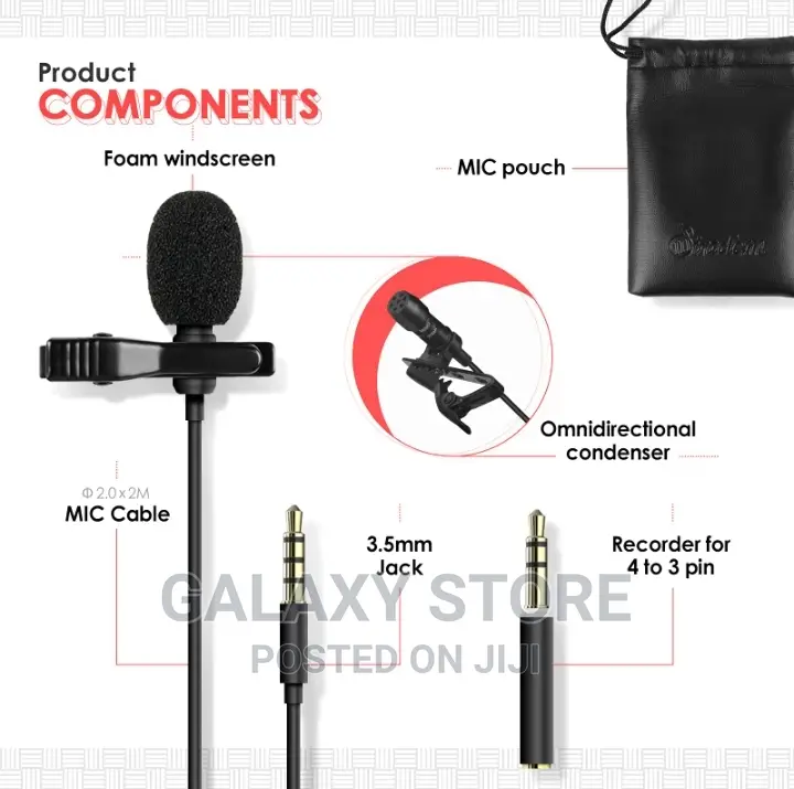 Lavalier Microphone Easy Clip on Microphone Lapel Microphone