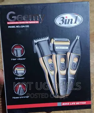 Geemy 3in1 Rechargeable Shaver Trimmer Hair Clipper- Black