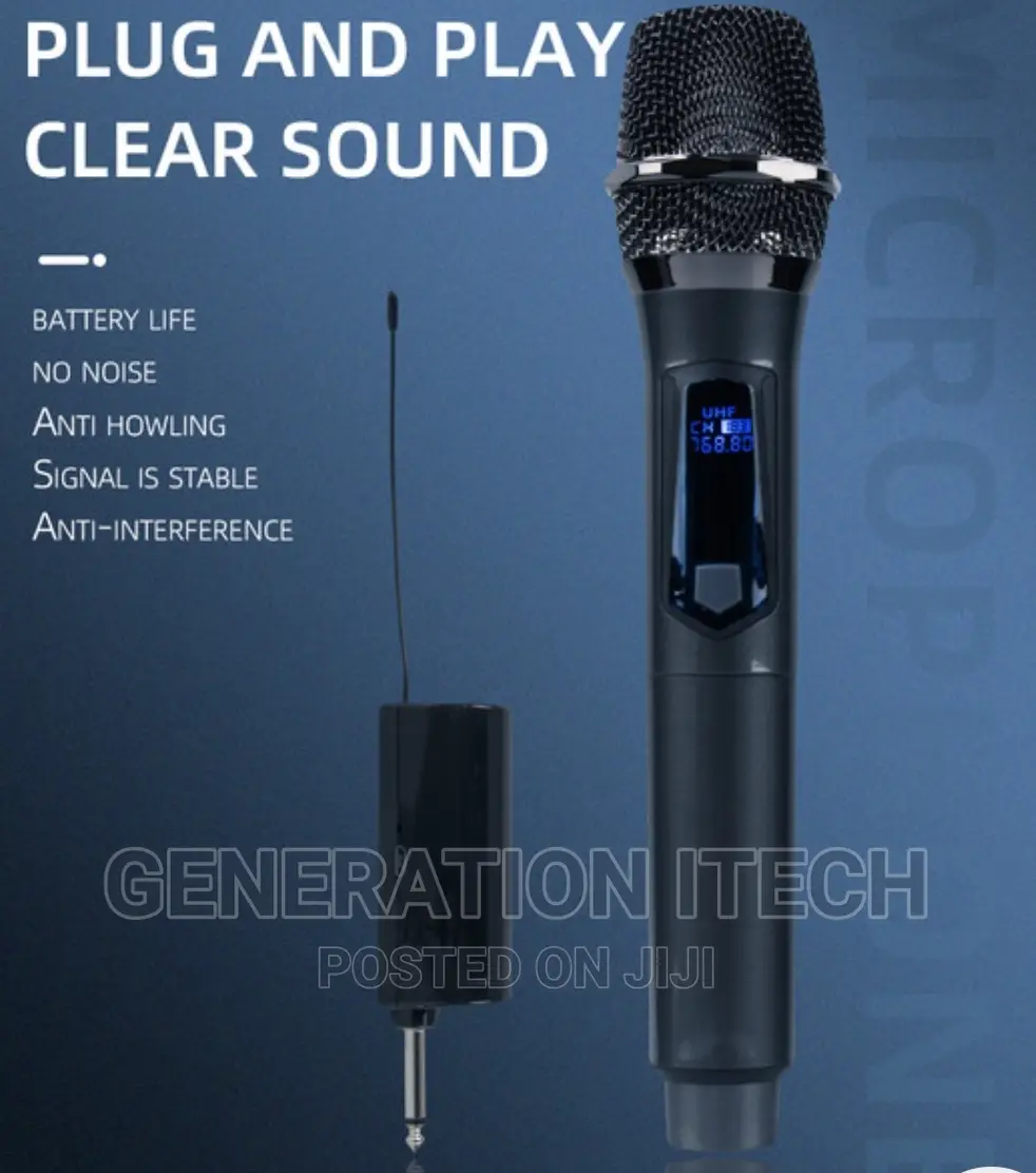 Rechargeable Wireless Microphone- Portable Receiver-Single