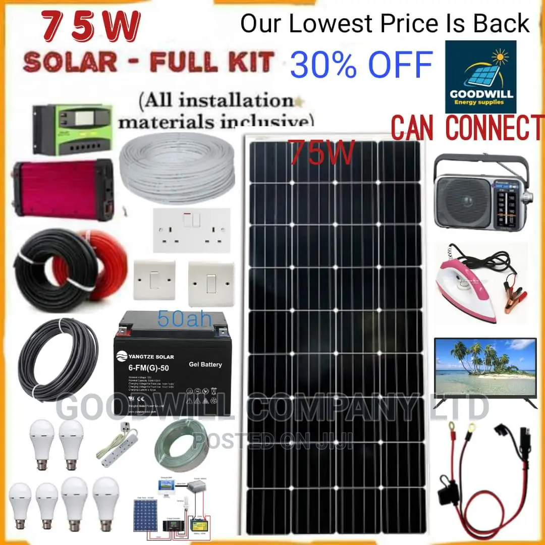 75w Solar System Full Kit / 75watts Solar Kit