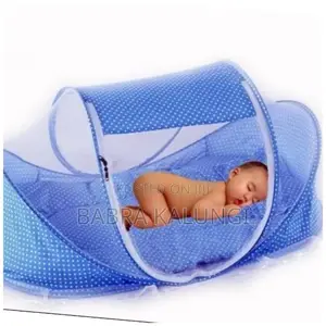 Portable Baby Travel Bed With Mosquito Net_ Blue