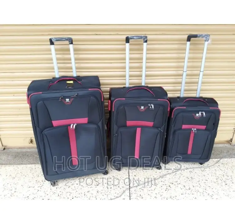 Large Size Strong Fabric Travel Suite Case - Black Red