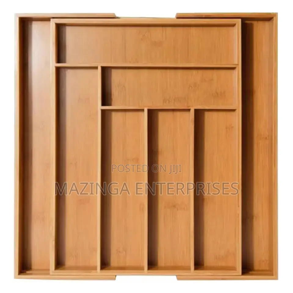 Adjustable and Extendable Bamboo Cutlery Organiser