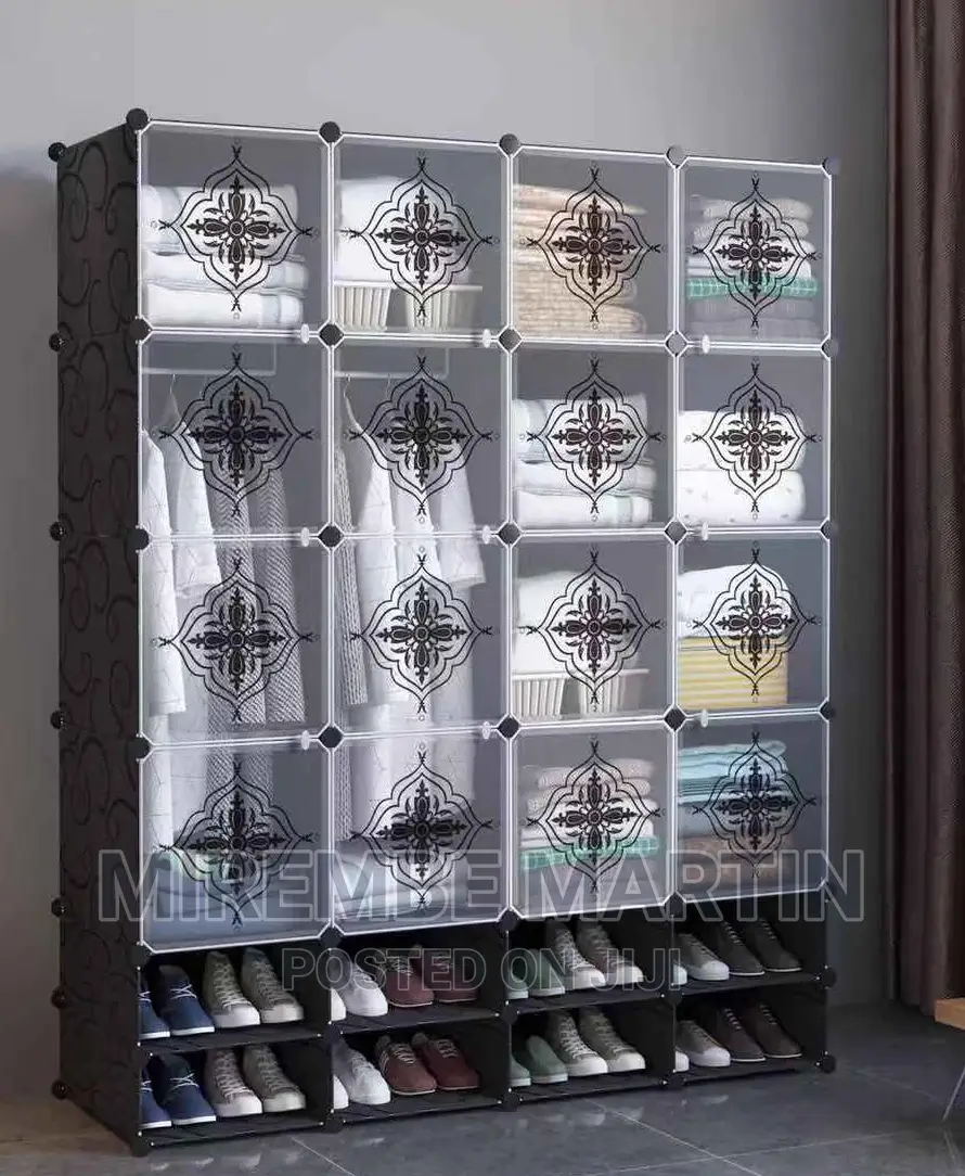 4 Column Plastic Wardrobe..Black White