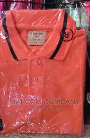 Orange School Collar T Shirt