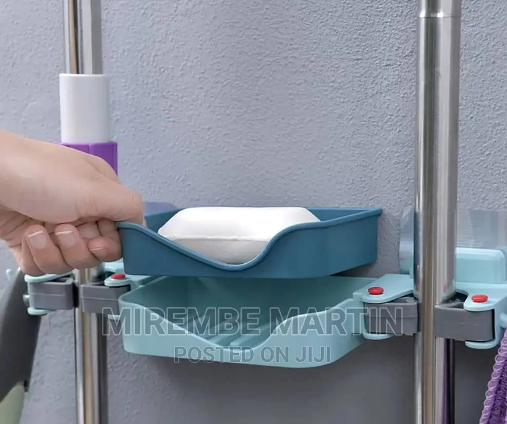 Wall Mounted Mop Holder With Soap Dish
