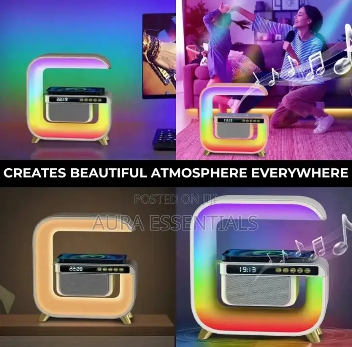 G Shaped Light Wireless Speaker Alarm Clock 15w