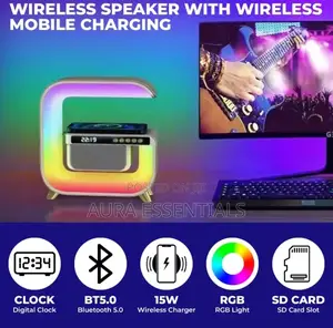 G Shaped Light Wireless Speaker Alarm Clock 15w