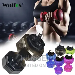 Dumbbells Shaped Plastic Big Capacity Gym Water Bottle