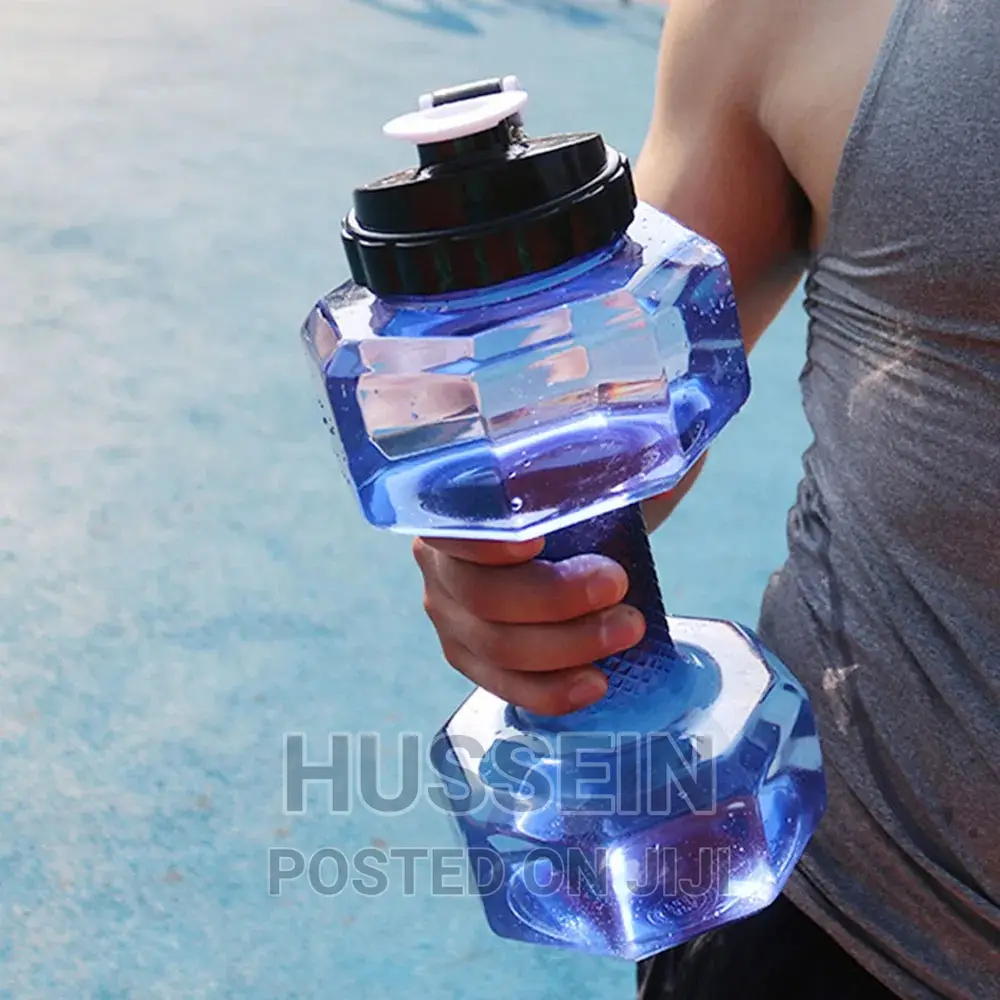 Dumbbells Shaped Plastic Big Capacity Gym Water Bottle