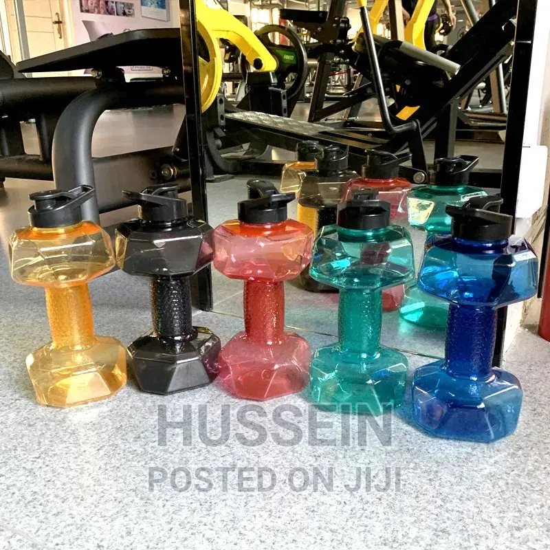 Dumbbells Shaped Plastic Big Capacity Gym Water Bottle