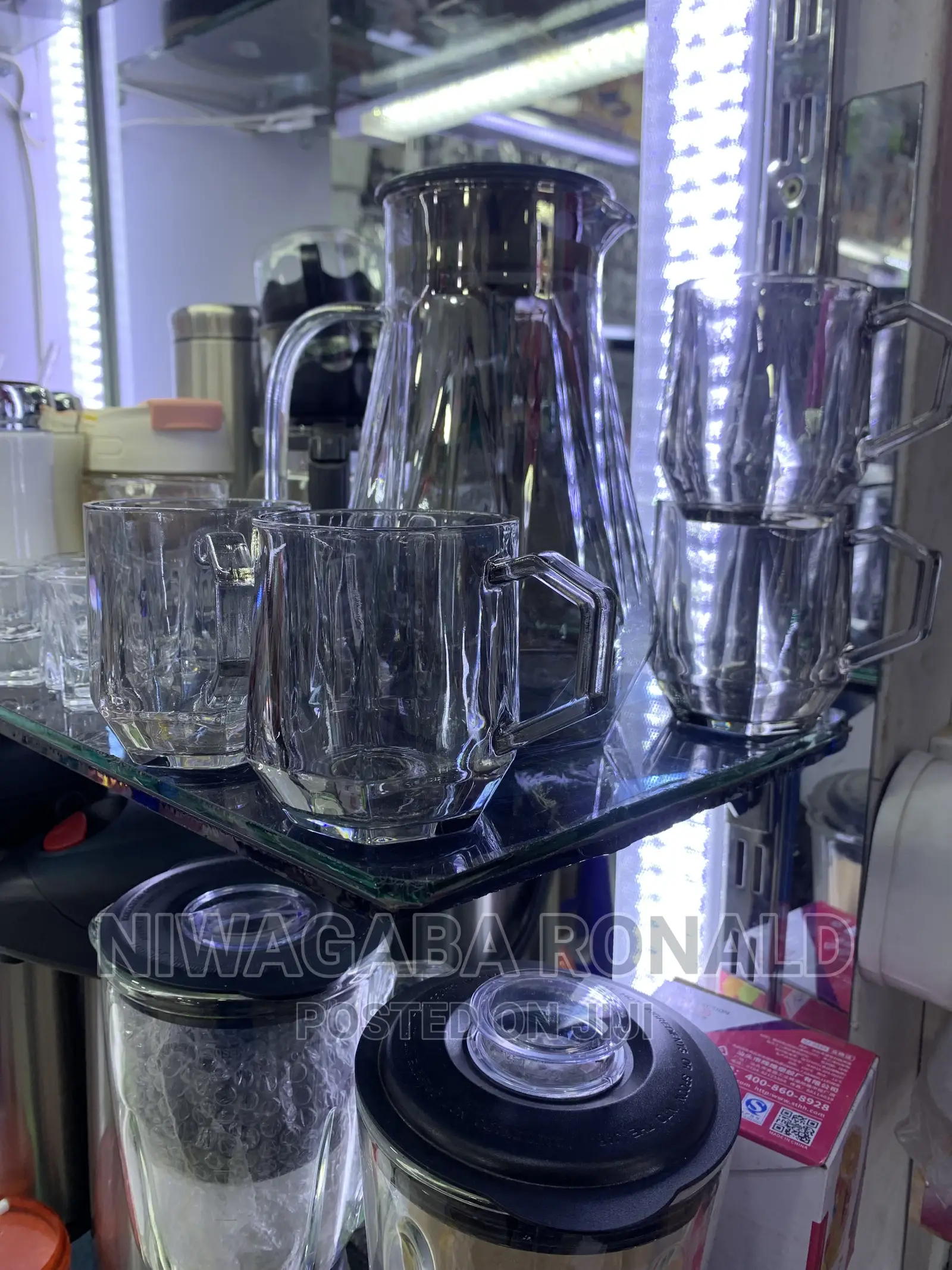 4 Tea Glass Cups With a Kettle Jug Set