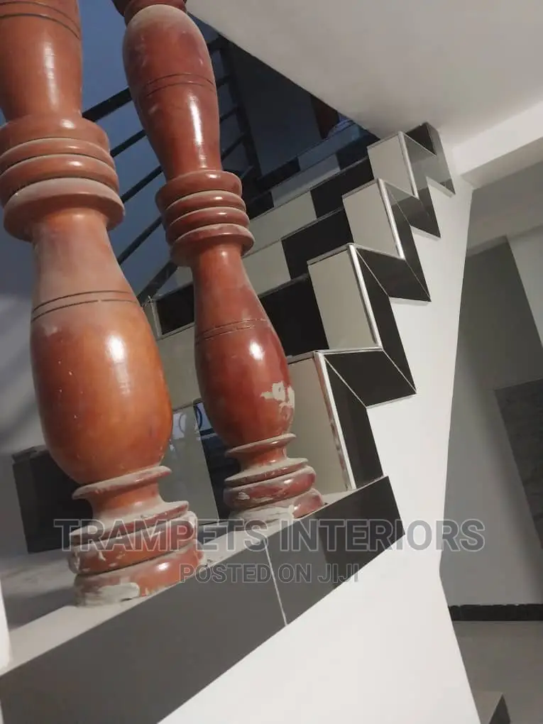 Staircase Construction Both Wooden and Terrazzo Design