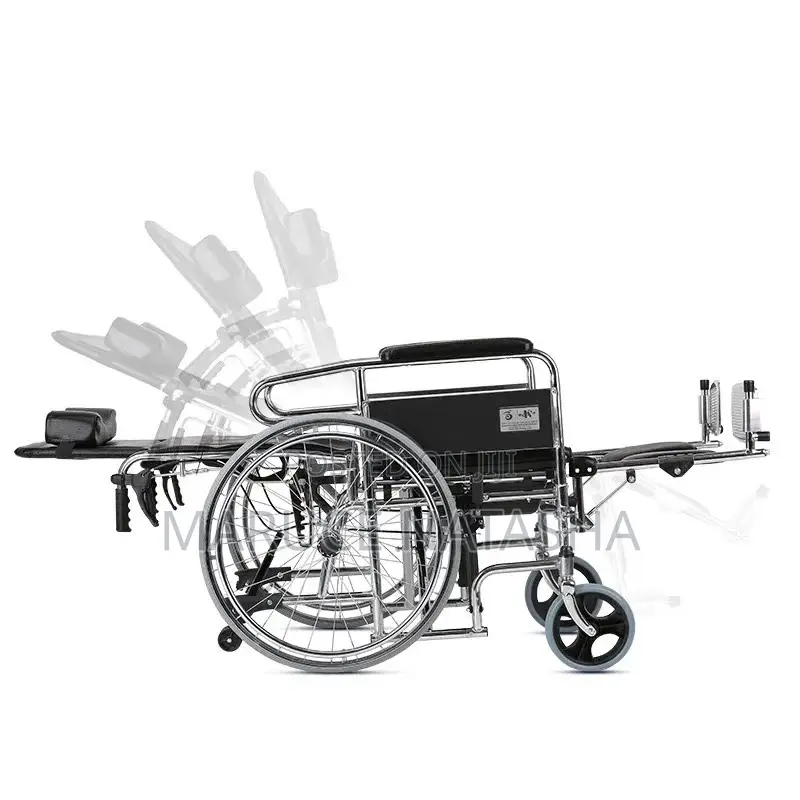 Reclining Stainless Steel Wheelchair With a Commode