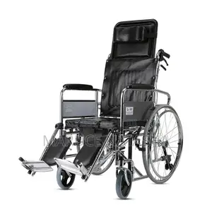 Reclining Stainless Steel Wheelchair With a Commode