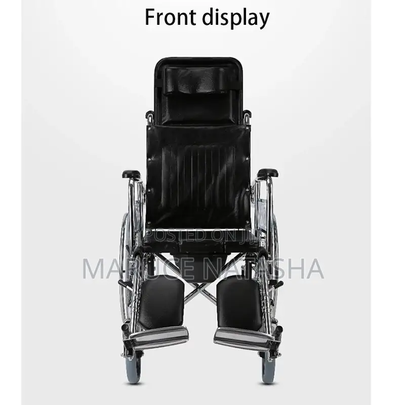 Reclining Stainless Steel Wheelchair With a Commode