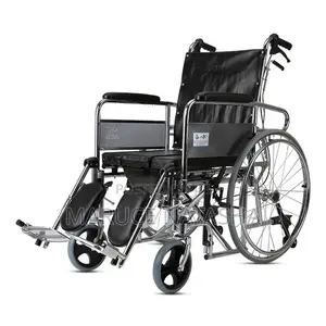 Reclining Stainless Steel Wheelchair With a Commode