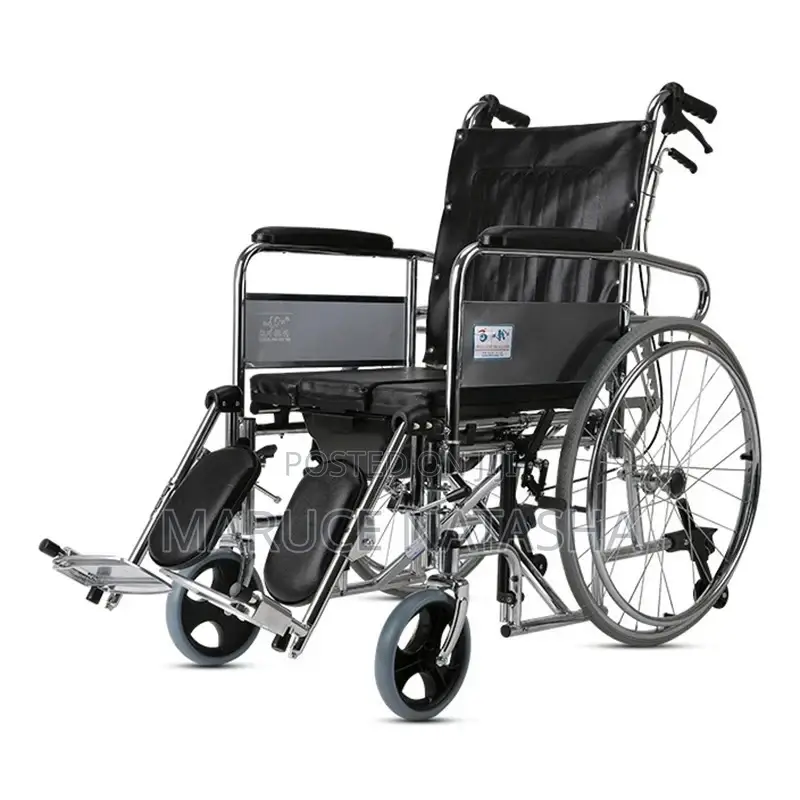 Reclining Stainless Steel Wheelchair With a Commode