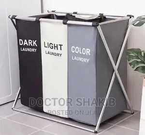 Cloth Hamper Sorter Bin With Aluminum Frame
