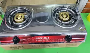 Global Star Double Burner Gas Stove Stainless Steel – White
