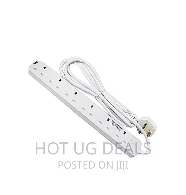 3 Plug Power King Extension Cable 6 Way - White