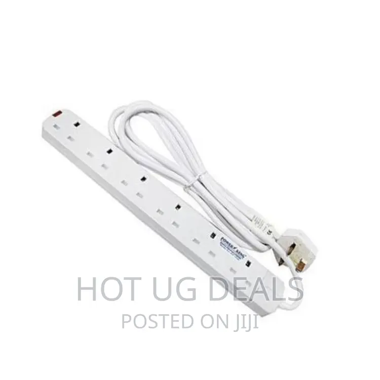 3 Plug Power King Extension Cable 6 Way - White