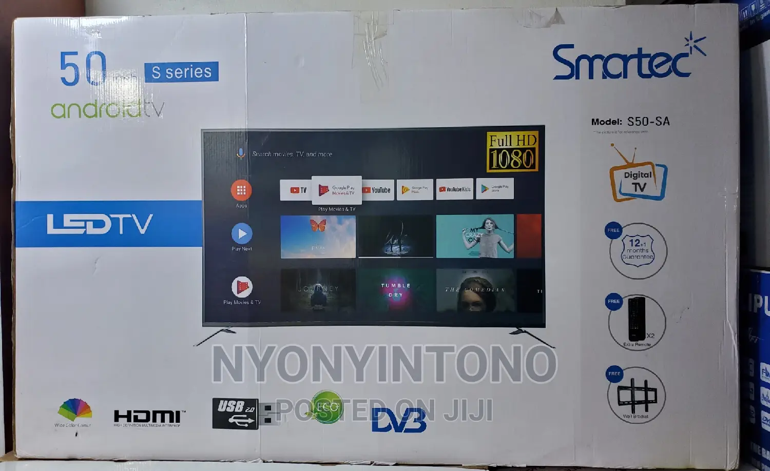 50" Smartec Smart Android Frameless Tv With Free to Air