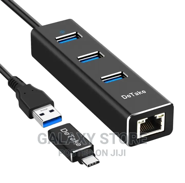 Usb 3.0 Splitter Adapter With 3 Ports Rj45 Gigabit Network
