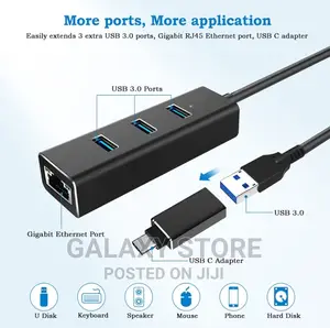 Usb 3.0 Splitter Adapter With 3 Ports Rj45 Gigabit Network