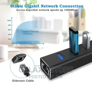 Usb 3.0 Splitter Adapter With 3 Ports Rj45 Gigabit Network