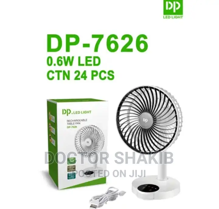 Rechargeable Table Fan With Light