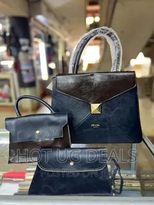 Ladies Handbag Tote Bags and Wallet Set of 3pcs- Dark Blue