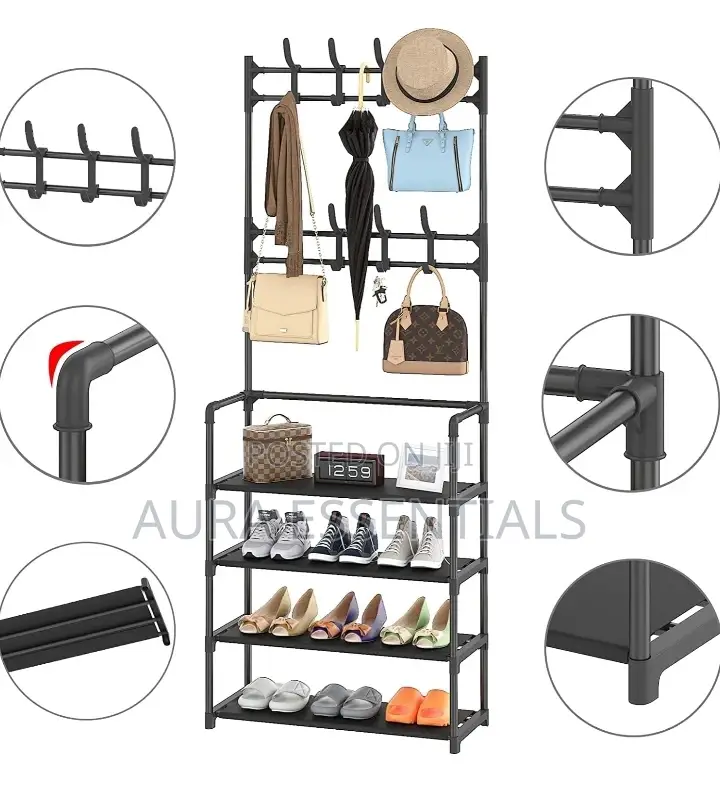 Coat Rack Shoe Rack Hall Tree 3 In 1 Storage Rack