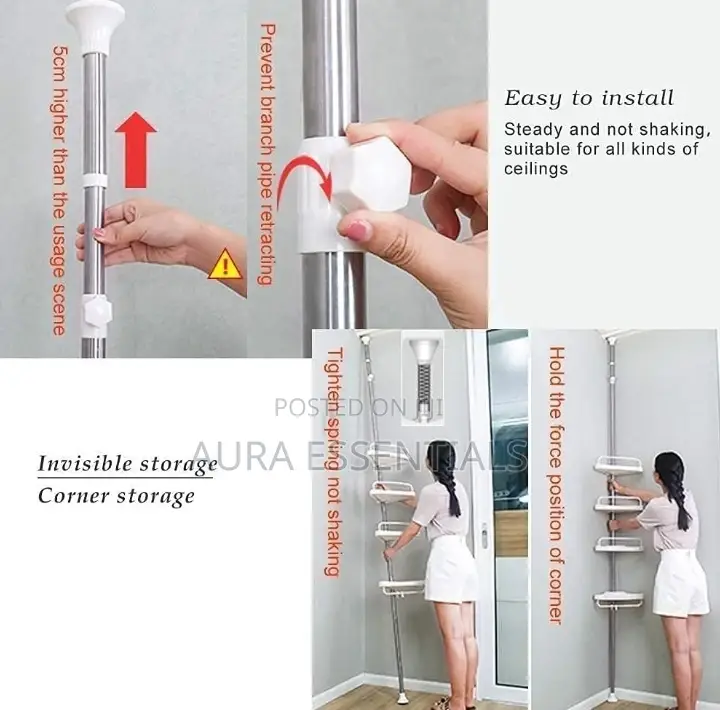 Adjustable 4 Tier Bathroom Corner Shelf