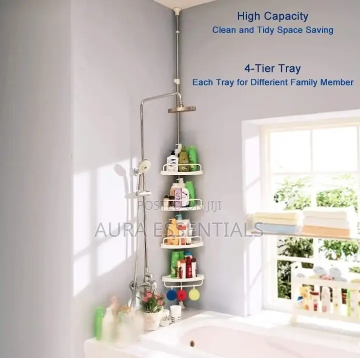 Adjustable 4 Tier Bathroom Corner Shelf