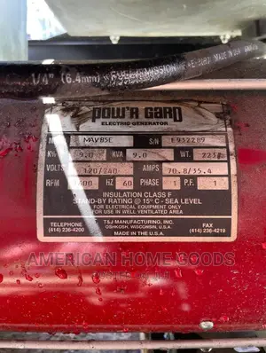 Vanguard Generator, 16hp, v-Twin, 118hrs, W/Transfer Switch.
