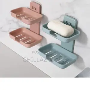 Double Layer Plastic Soap Dish Holder Rack.