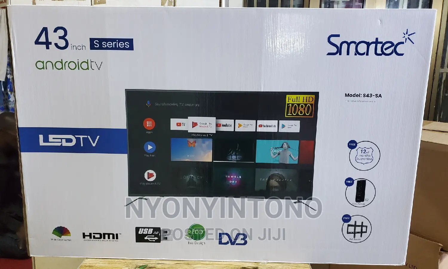 Smartec 43" Smart Android Frameless Tv With Free to Air