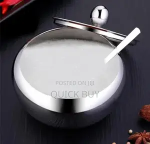 Stainless Steel Sugar Bowl With Lid and Spoon