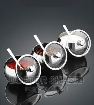 Stainless Steel Sugar Bowl With Lid and Spoon